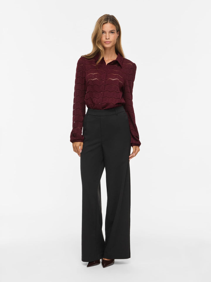 Vila 14118378 Delima blouse l/m bordeaux – dames