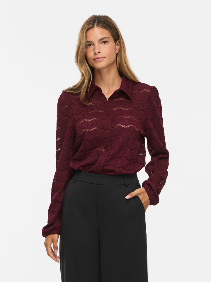 Vila 14118378 Delima blouse l/m bordeaux – dames
