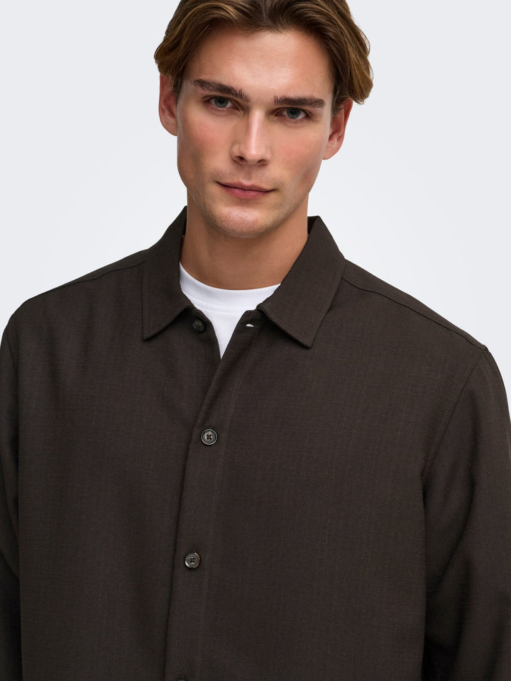 ONLY &amp; SONS 22040261 Hansi overhemd l/m bruin – heren
