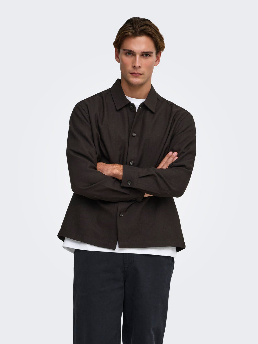 ONLY &amp; SONS 22040261 Hansi overhemd l/m bruin – heren