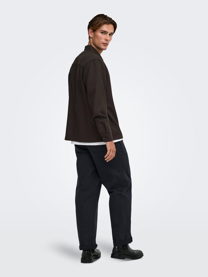 ONLY &amp; SONS 22040261 Hansi overhemd l/m bruin – heren