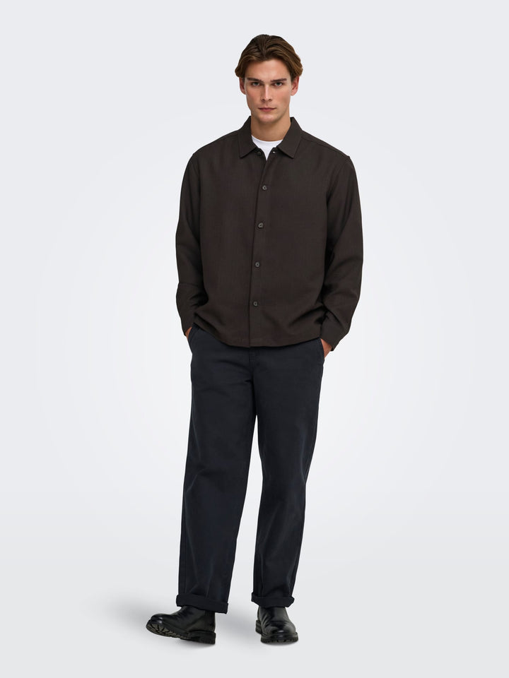ONLY &amp; SONS 22040261 Hansi overhemd l/m bruin – heren
