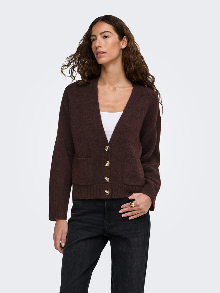 Only 15382191 sophie vest gebreid aubergine – dames