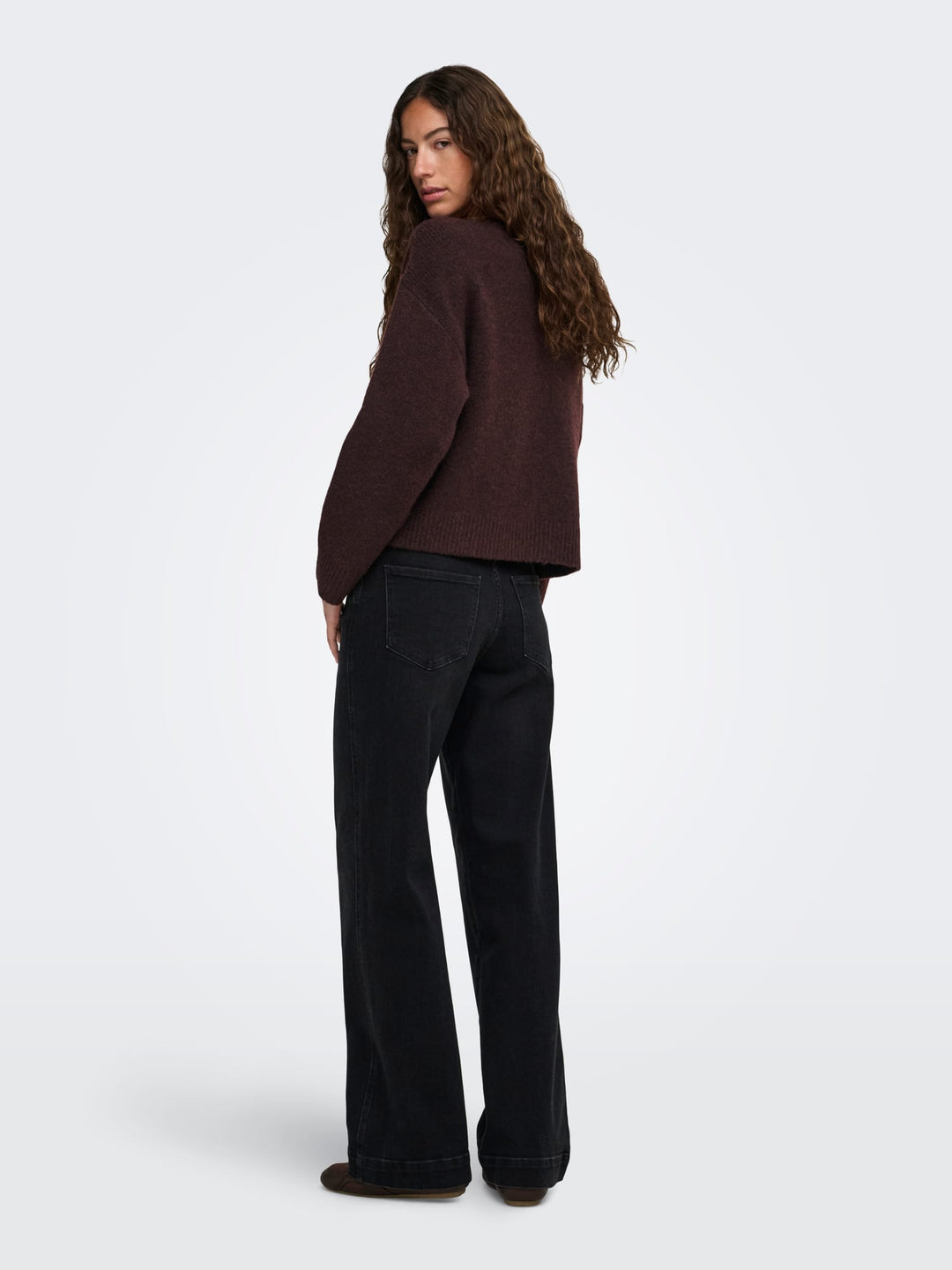 Only 15382191 sophie vest gebreid aubergine – dames