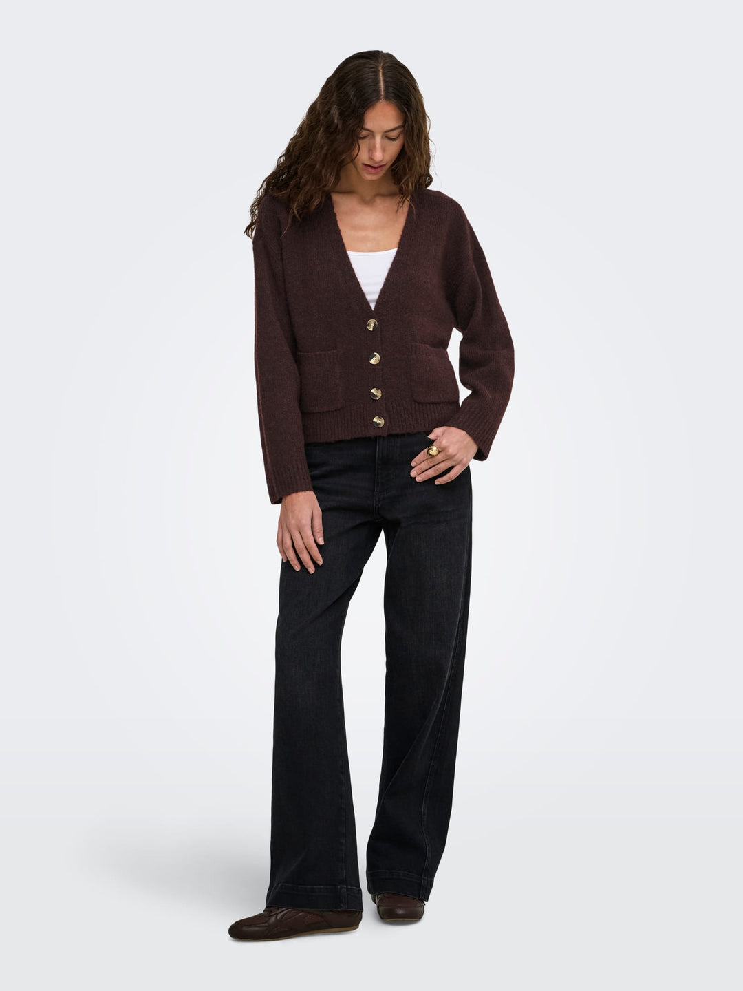 Only 15382191 sophie vest gebreid aubergine – dames
