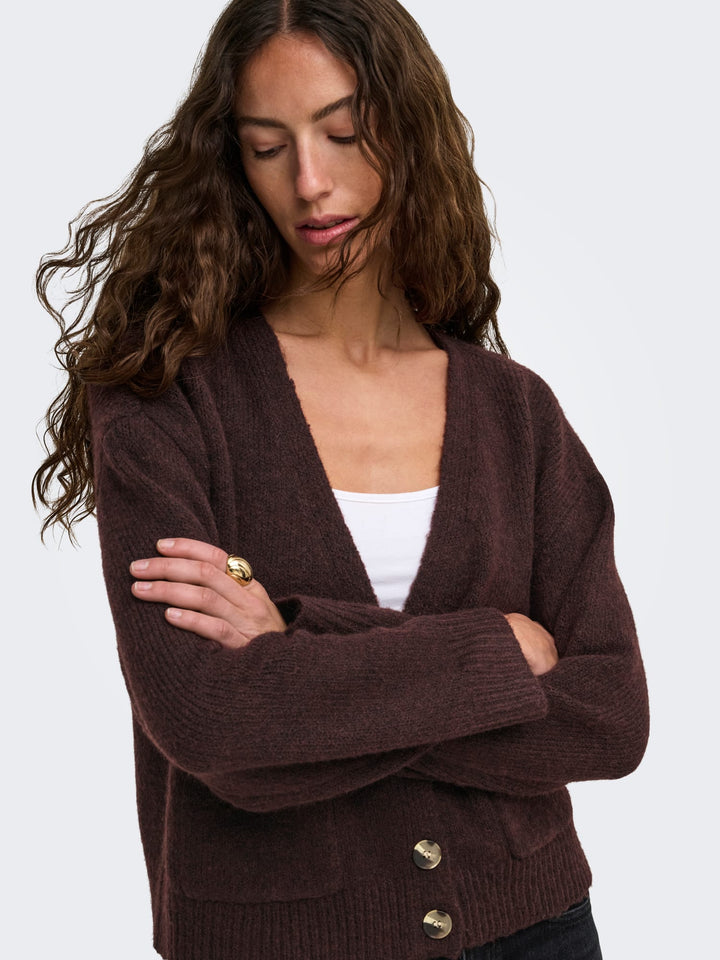 Only 15382191 sophie vest gebreid aubergine – dames
