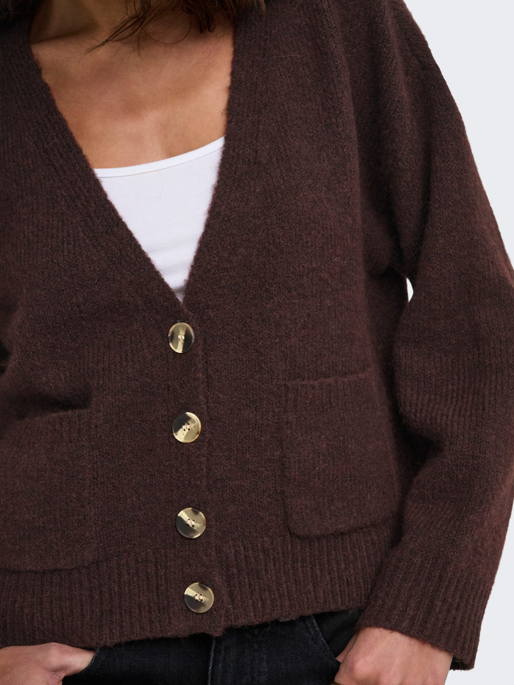 Only 15382191 sophie vest gebreid aubergine – dames