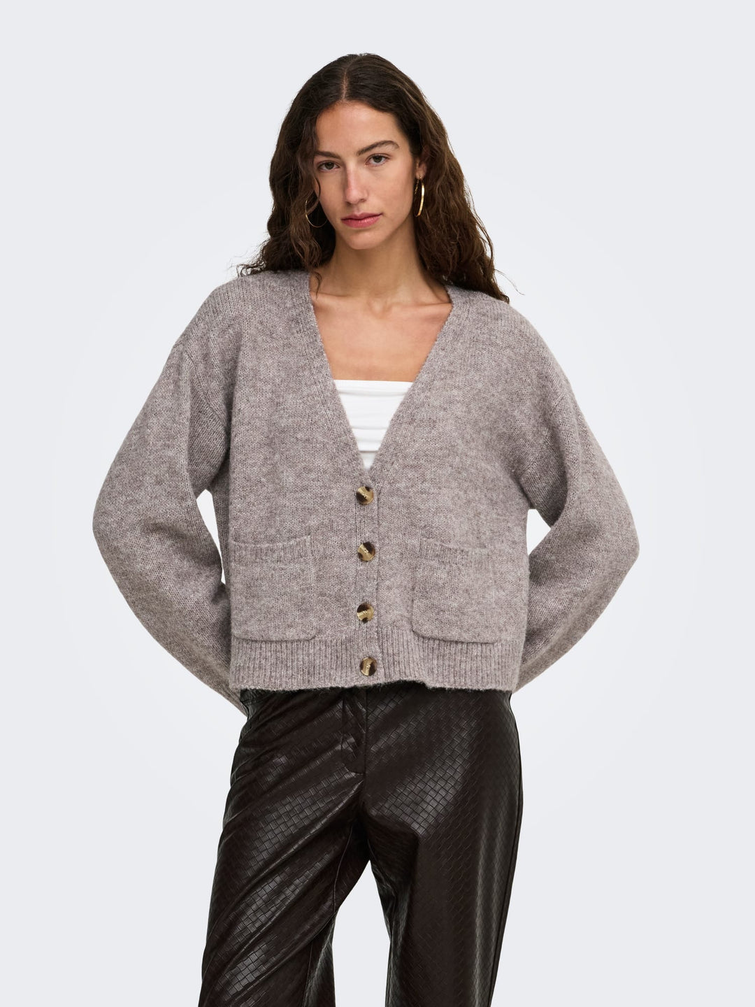 Only 15382191 Sophie vest gebreid dames bruin melee