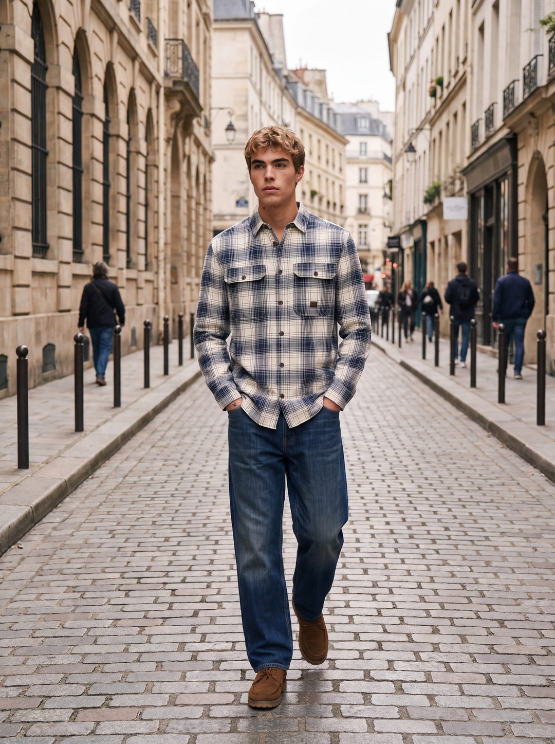 Jack &amp; Jones 12301357 Bluivy overhemd l/m blauw dessin – heren