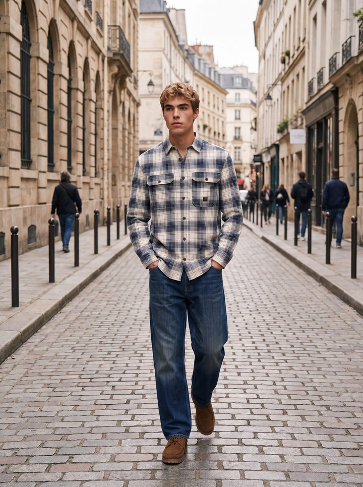 Jack &amp; Jones 12301357 Bluivy overhemd l/m blauw dessin – heren