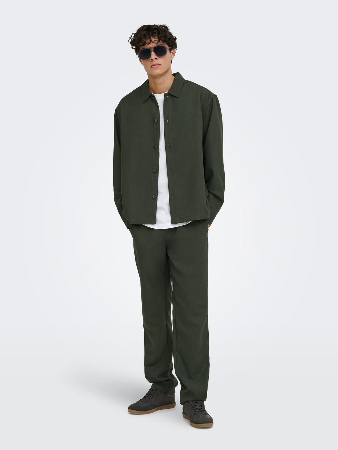 ONLY &amp; SONS 22040261 Hansi overhemd l/m donkergroen – heren