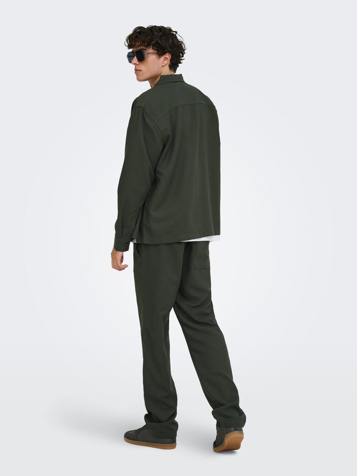 ONLY &amp; SONS 22040261 Hansi overhemd l/m donkergroen – heren