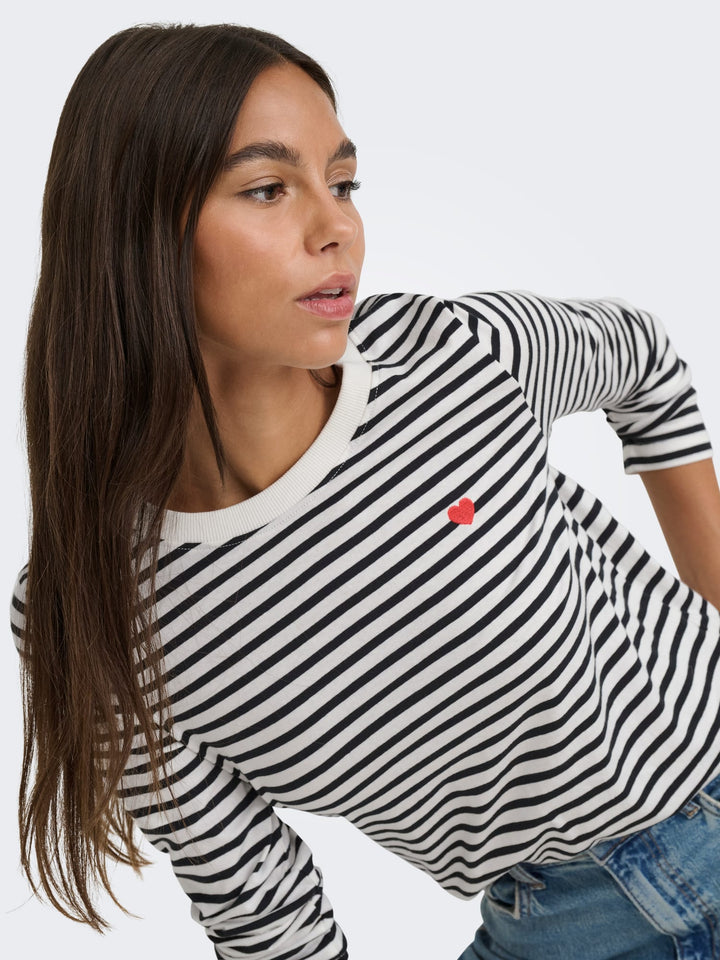 jacqueline de yong 15359938 Pisa t-shirt l/m dames wit dessin