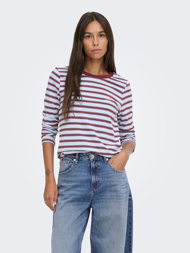 jacqueline de yong 15359938 Pisa t-shirt l/m dames blauw dessin