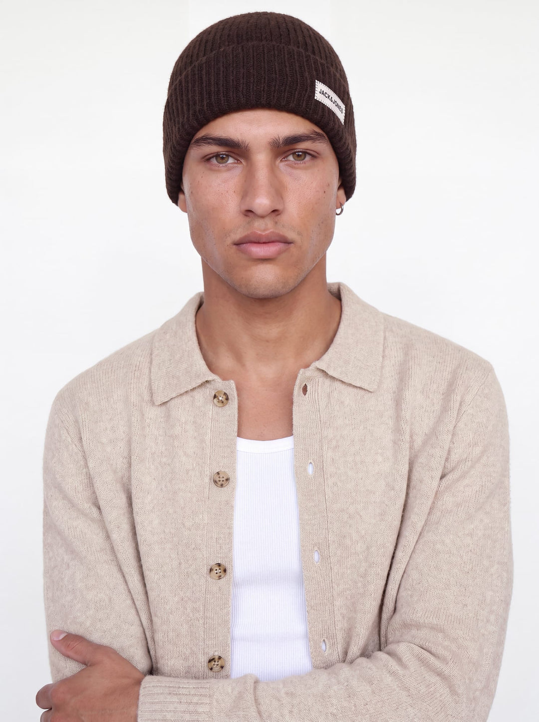 Jack &amp; Jones 12298319 Soho vest gebreid heren zand