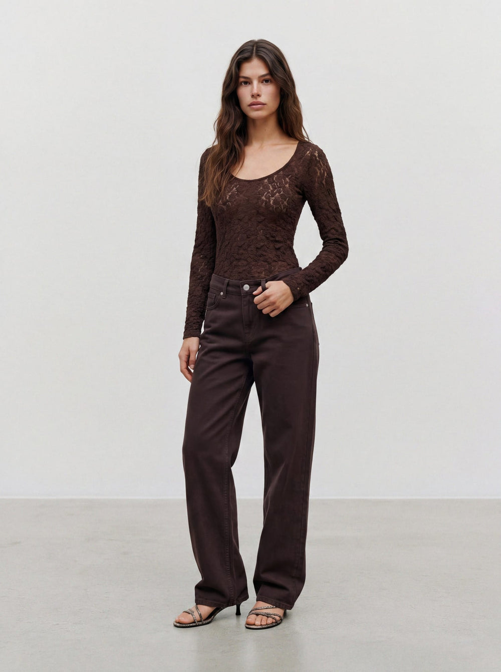 VERO MODA 10351381 Flora top l/m bruin