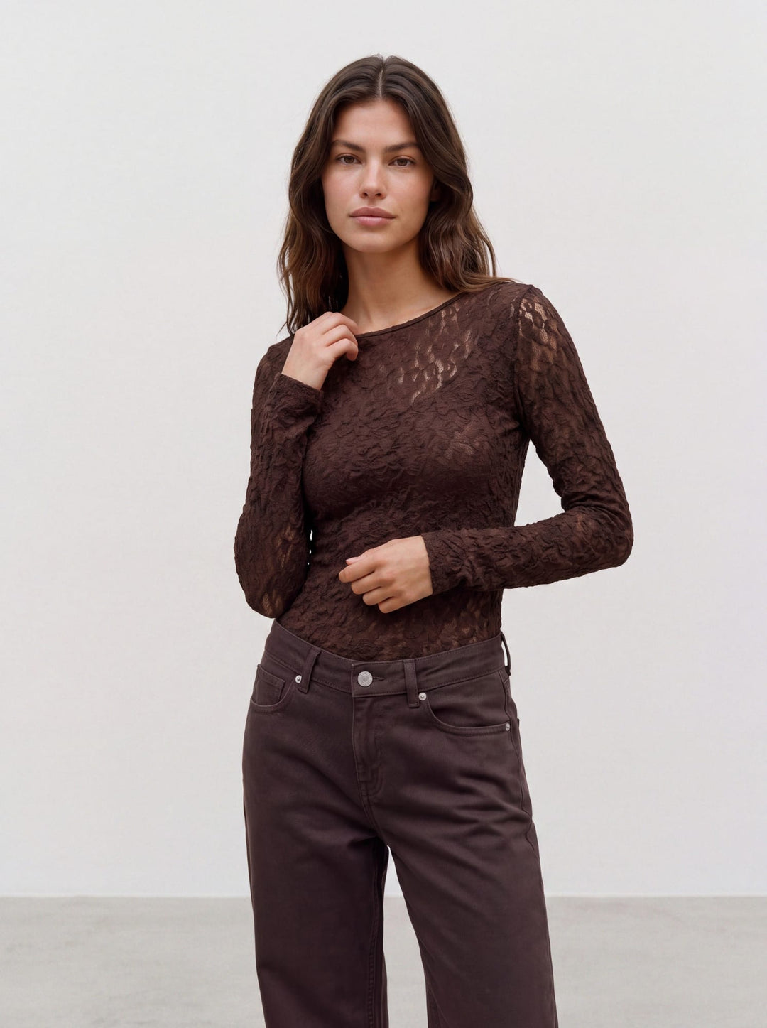 VERO MODA 10351381 Flora top l/m bruin