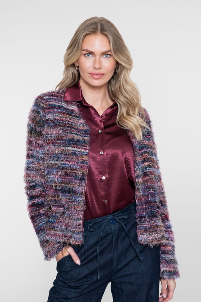 Geisha 64500-10 vest gebreid dames rood dessin