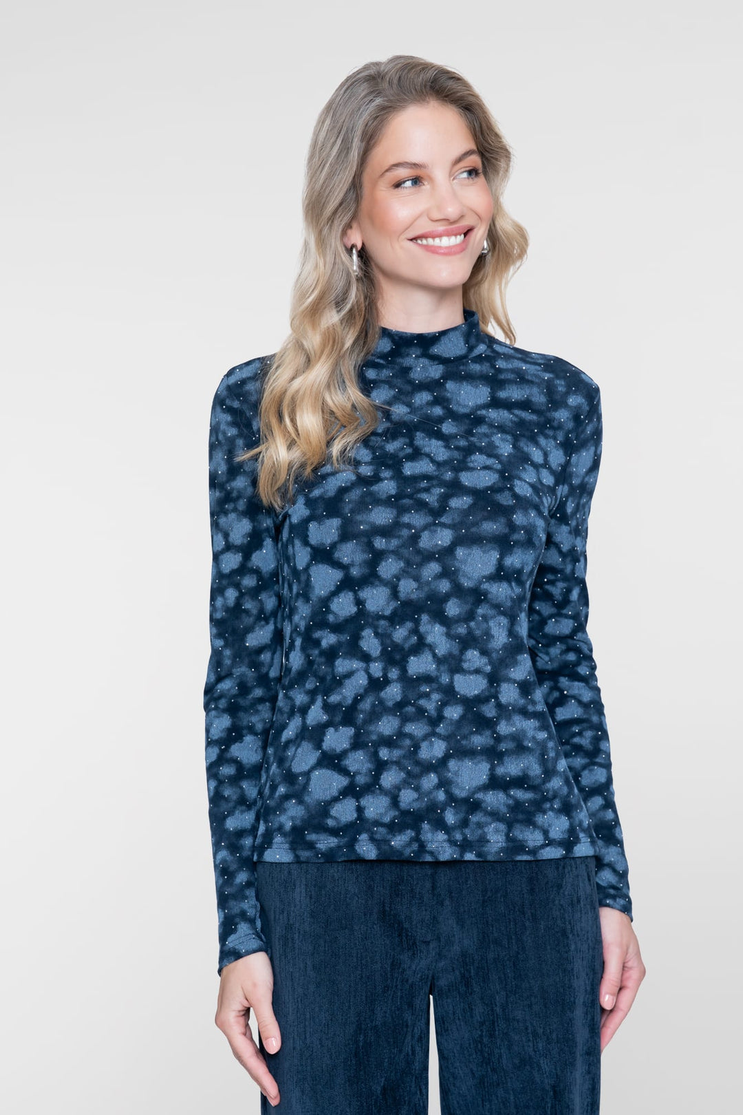Geisha 62585-14 top l/m dames blauw dessin