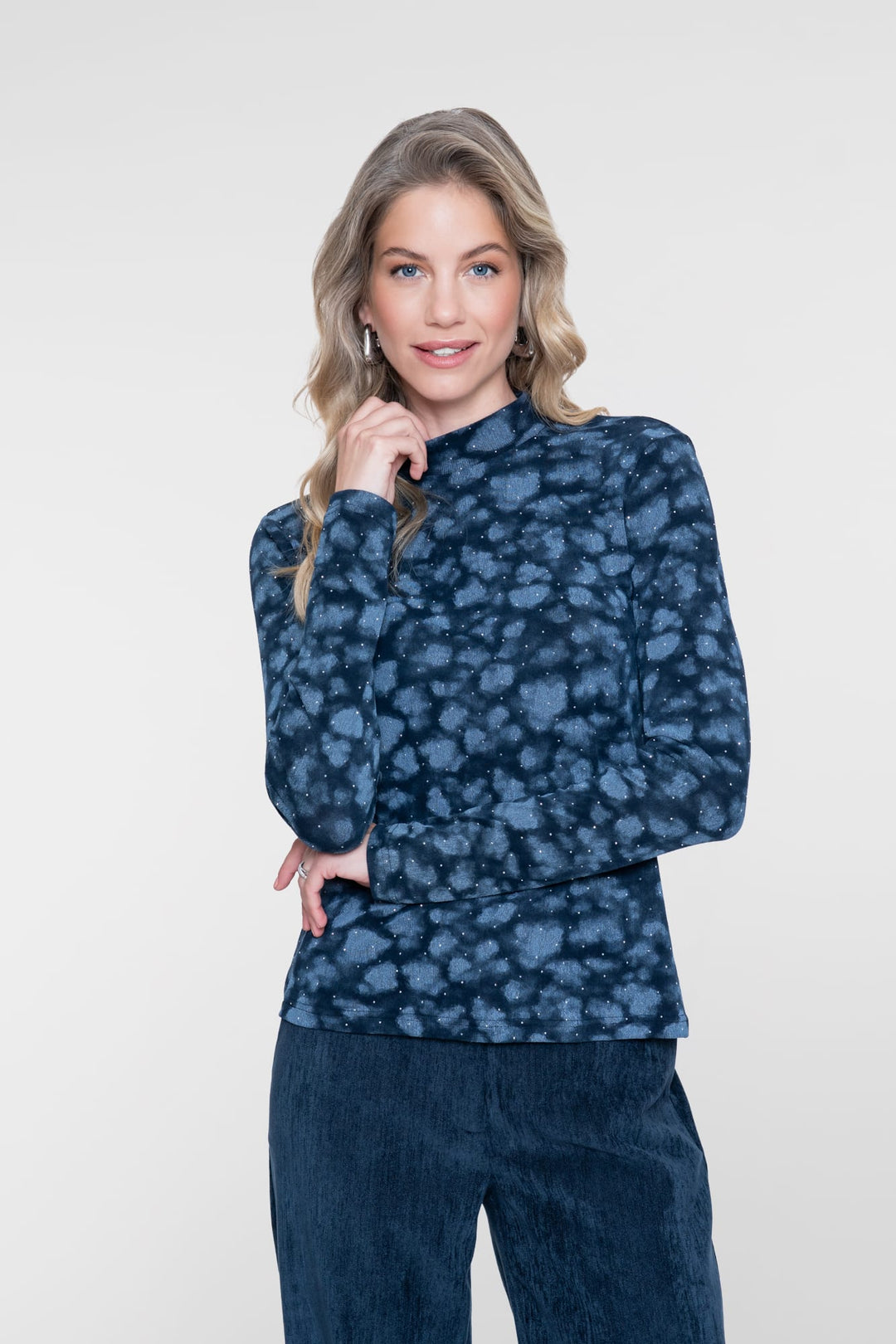 Geisha 62585-14 top l/m dames blauw dessin