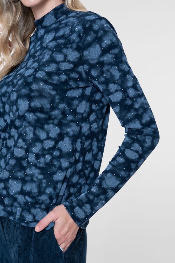 Geisha 62585-14 top l/m dames blauw dessin