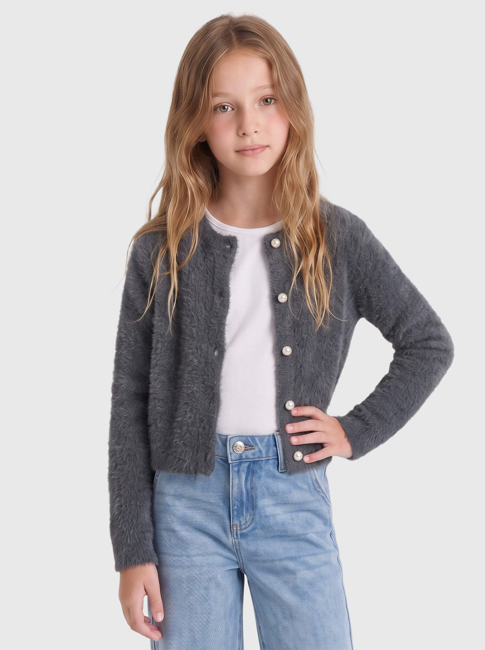 kids only 15352201 Piumo vest gebreid steel