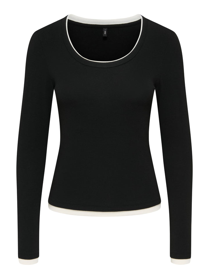 Only 15388912 Virro T-shirt lange mouw zwart – dames