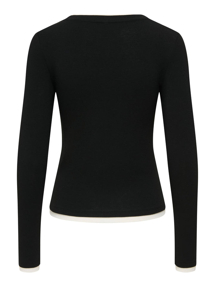 Only 15388912 Virro T-shirt lange mouw zwart – dames