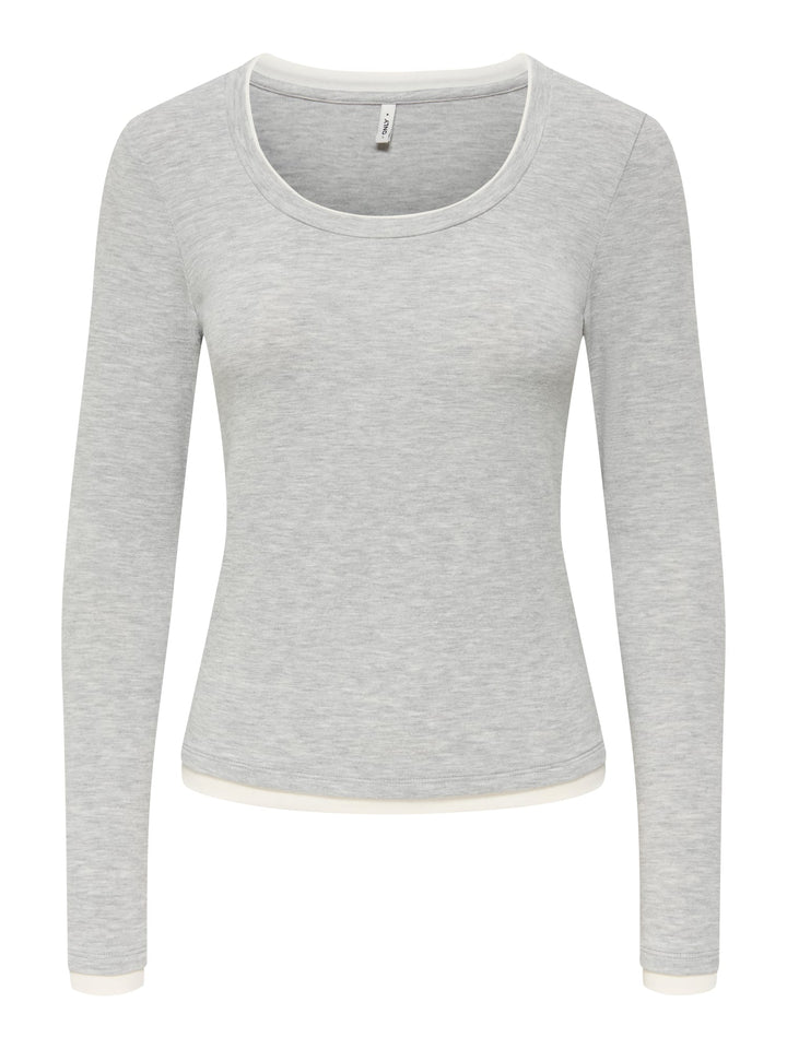 Only 15388912 Virro T-shirt met lange mouwen lichtgrijs
