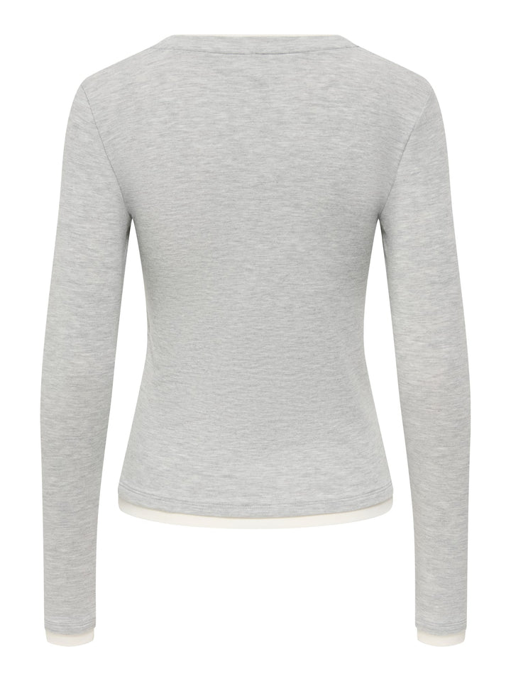 Only 15388912 Virro T-shirt met lange mouwen lichtgrijs