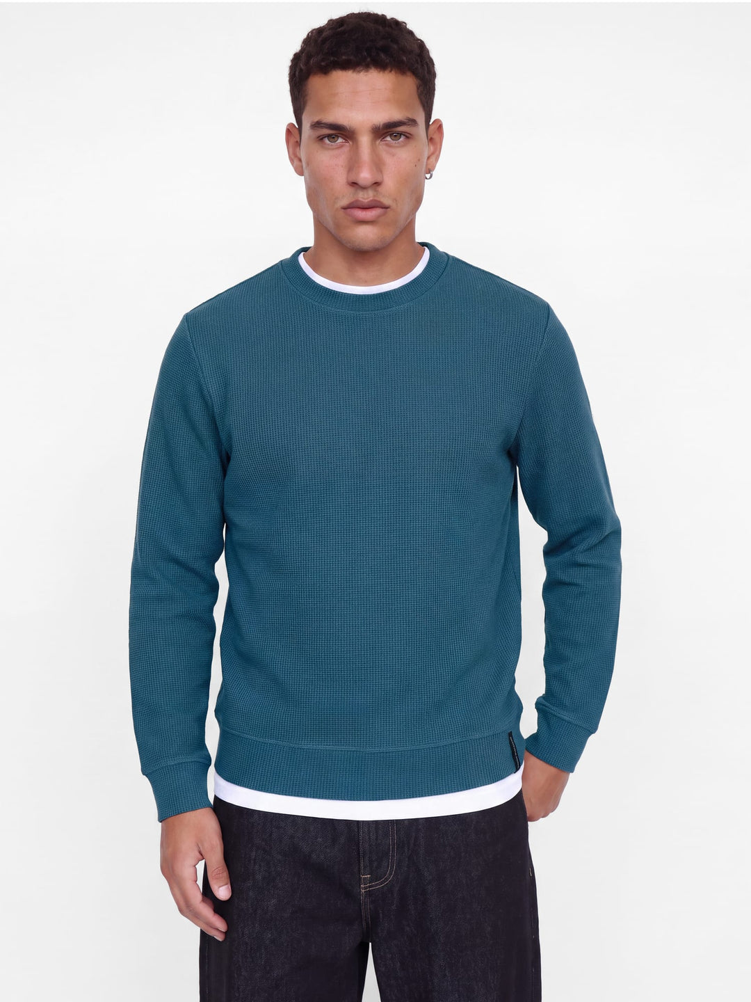 Jack &amp; Jones Fusion sweater petrol blauw – heren