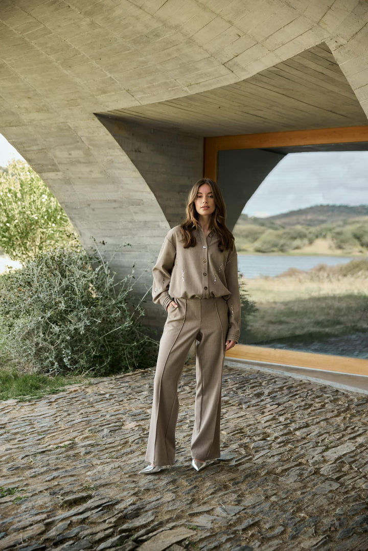 Nukus NKF09077 Jill lange broek dames taupe