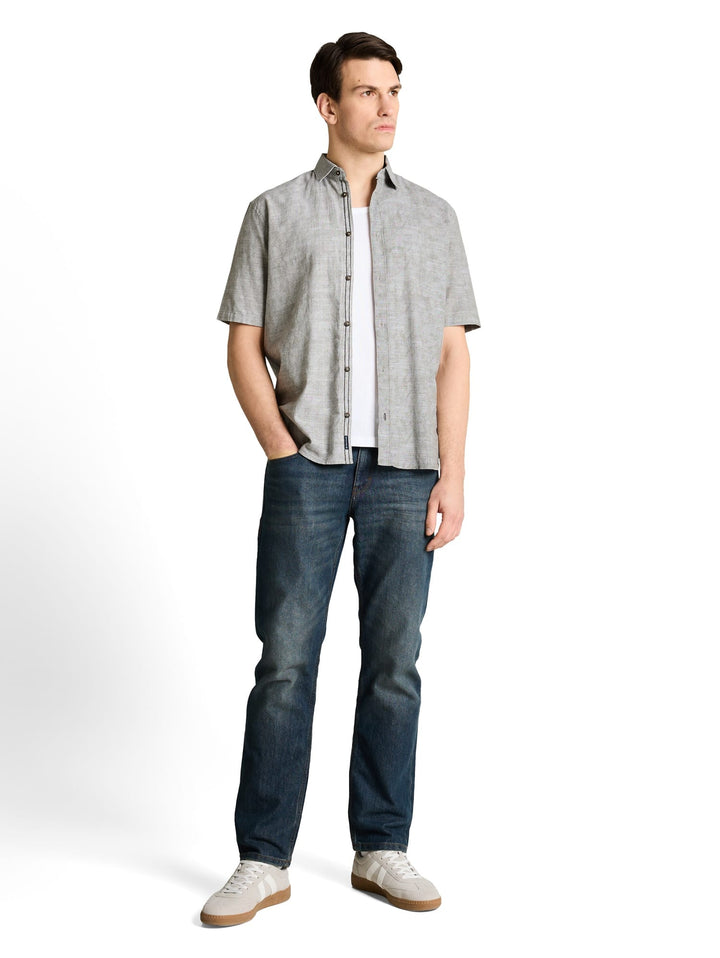 Tom Tailor 1049592 overhemd k/m heren groen dessin