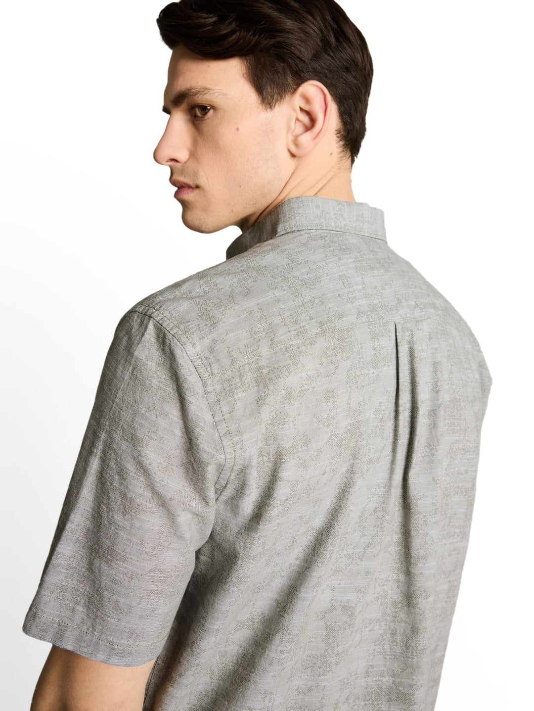 Tom Tailor 1049592 overhemd k/m heren groen dessin