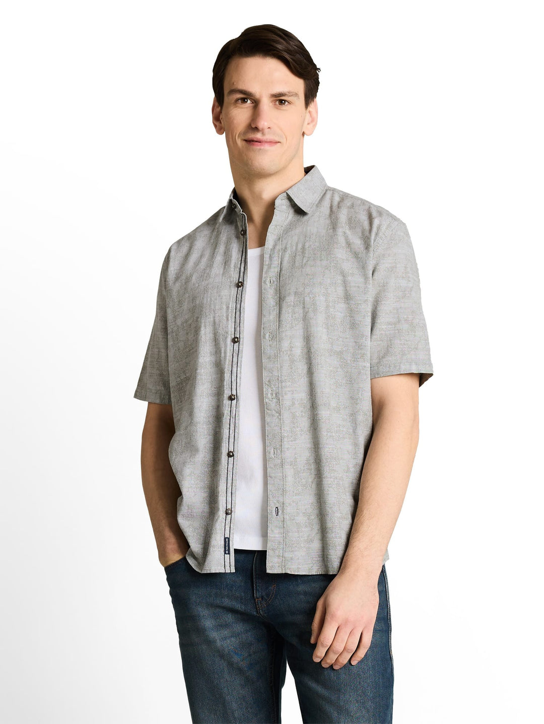 Tom Tailor 1049592 overhemd k/m heren groen dessin