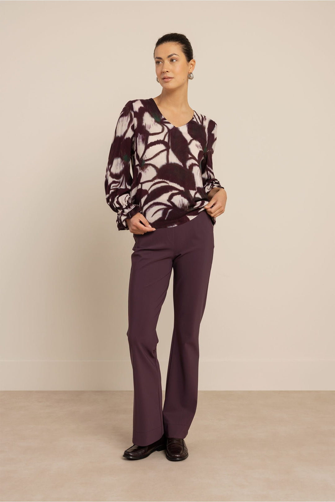Studio Anneloes 14236 Paula top l/m dames paars dessin