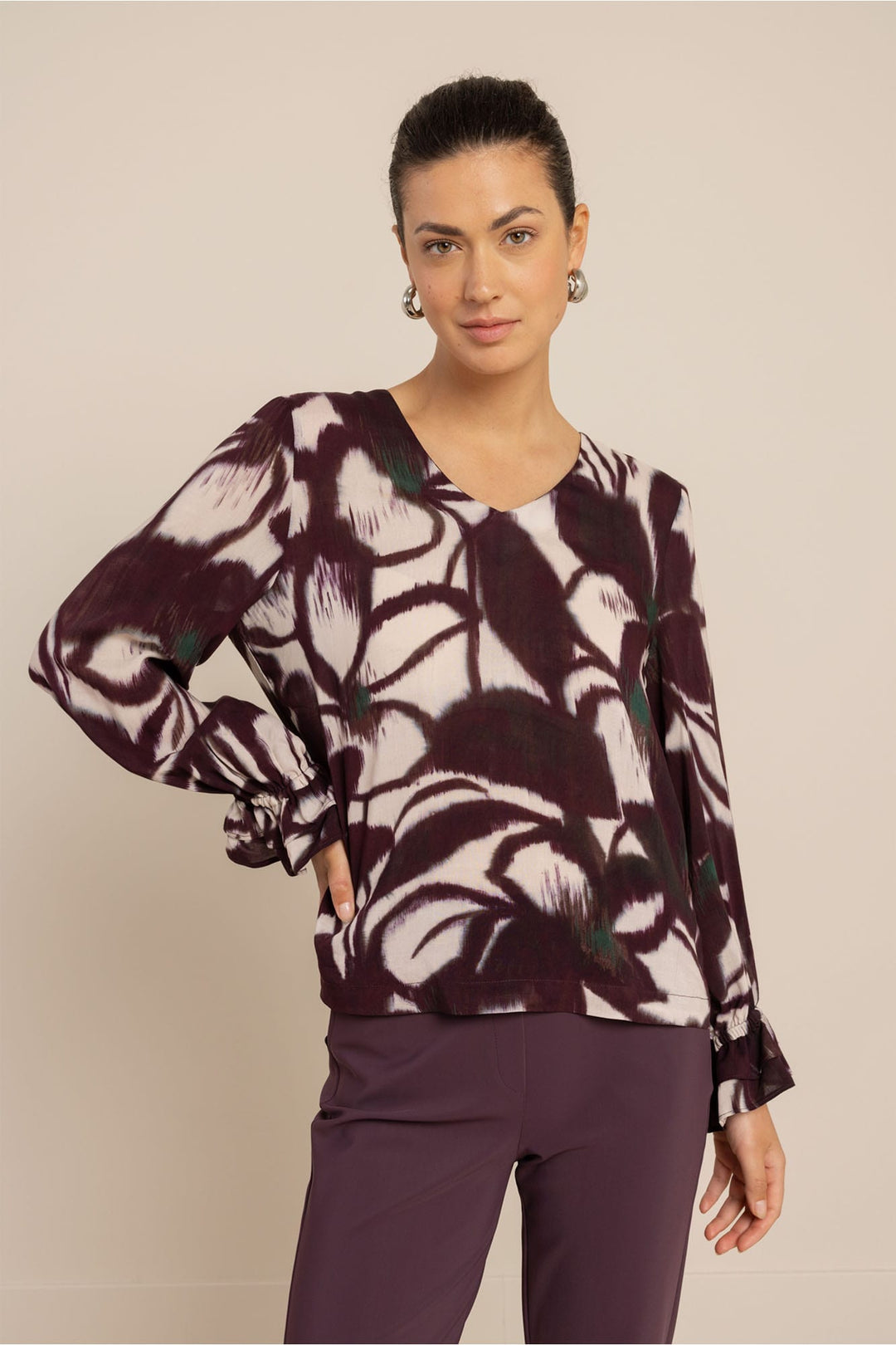 Studio Anneloes 14236 Paula top l/m dames paars dessin