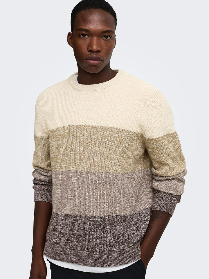 ONLY &amp; SONS 22039619 Luca trui bruin dessin – heren