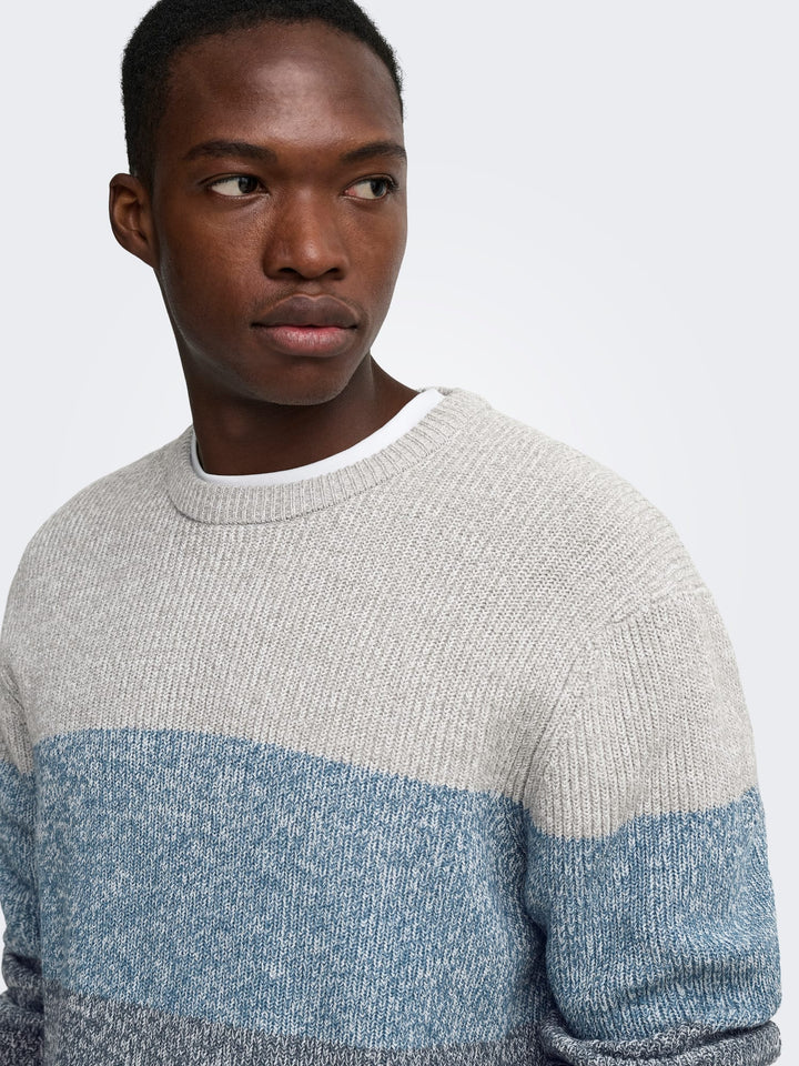 ONLY &amp; SONS 22039619 Luca trui blauw dessin – heren
