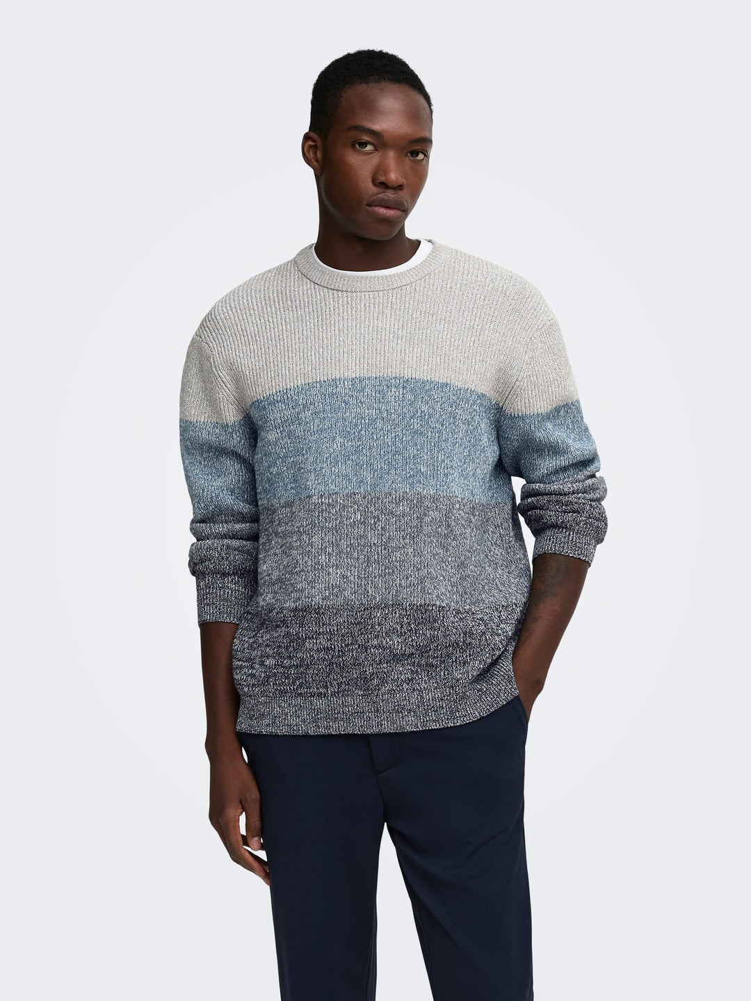 ONLY &amp; SONS 22039619 Luca trui blauw dessin – heren