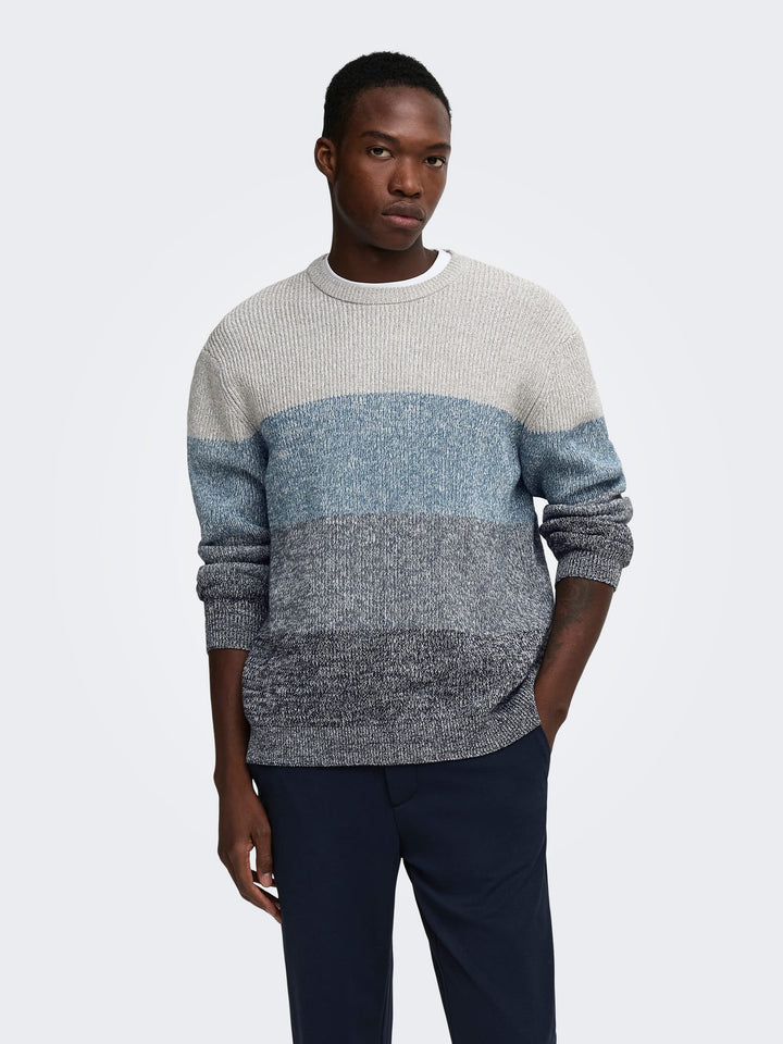 ONLY &amp; SONS 22039619 Luca trui blauw dessin – heren