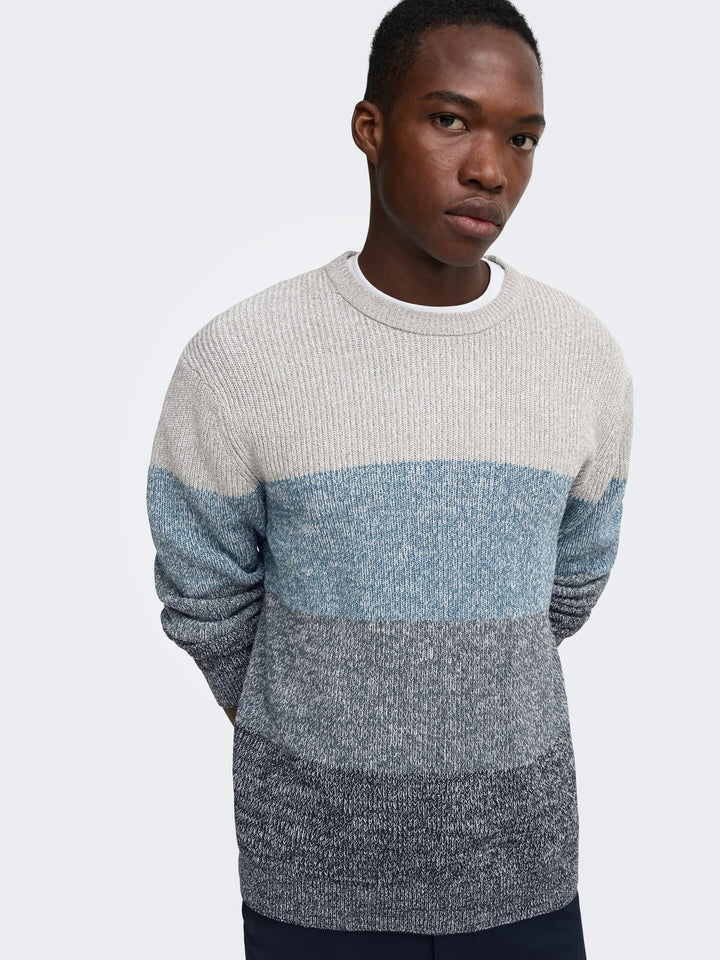 ONLY &amp; SONS 22039619 Luca trui blauw dessin – heren