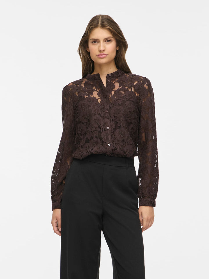 Vila 14121352 Sala blouse l/m dames bruin