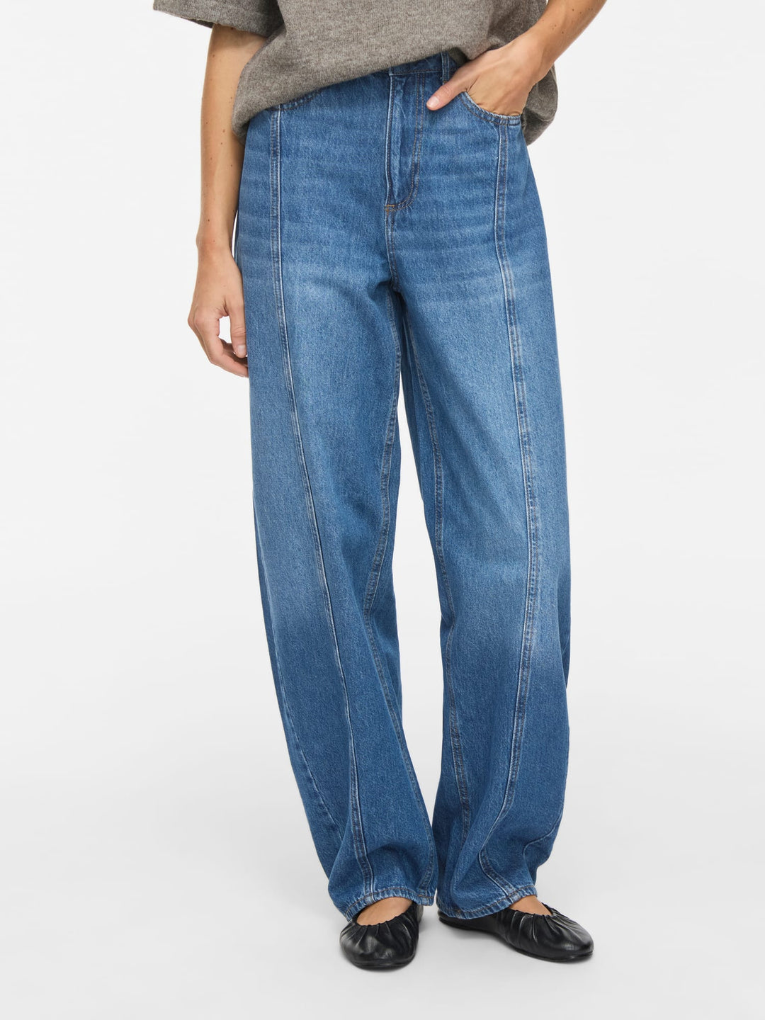 Vila 14119432 Beau low crotch baggy jeans blue denim