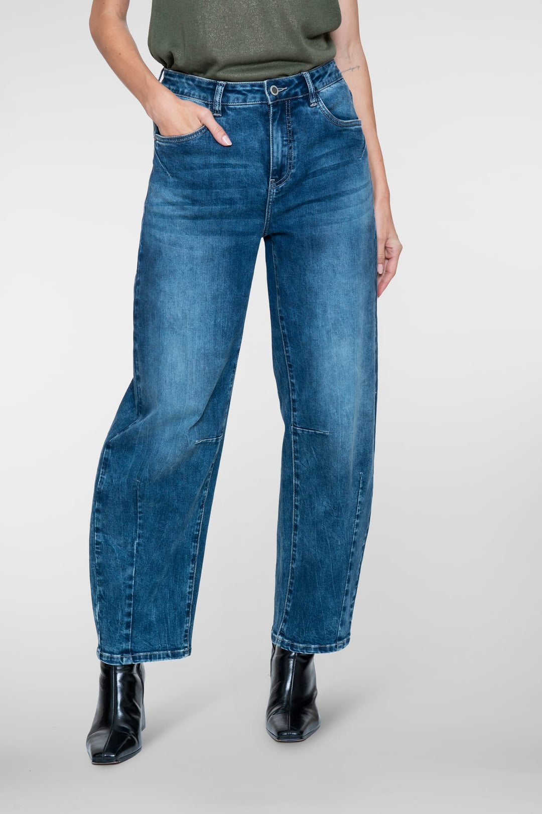 Geisha 61803-10 jeans low croth-baggy fit blue denim – dames