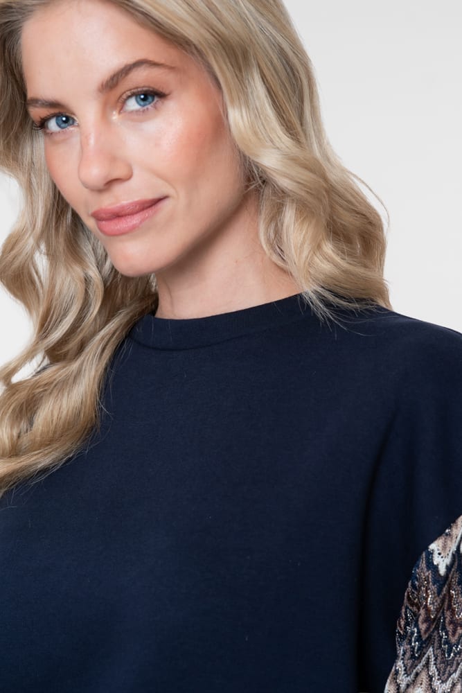 Geisha 62905-20 sweater dames blauw dessin