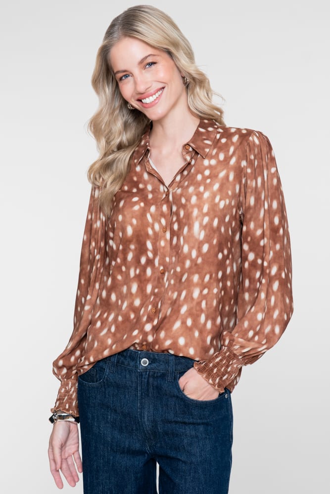 Geisha 63900-20 blouse l/m bruin dessin – dames