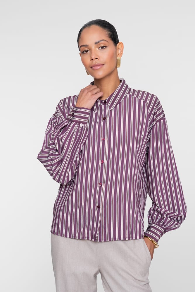 Geisha 63875-45 blouse l/m dames paars dessin