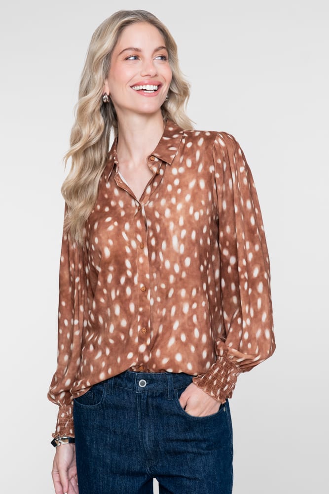 Geisha 63900-20 blouse l/m bruin dessin – dames
