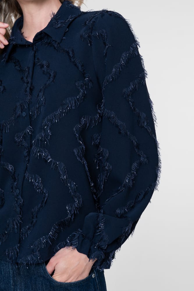 Geisha 63909-20 blouse l/m dames blue denim - Navy